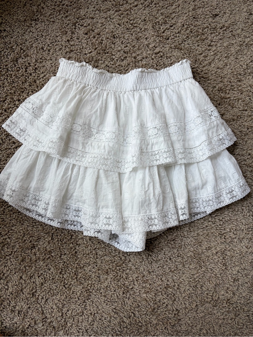 White Tiered Lace Mini Skort